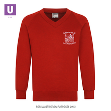 Load image into Gallery viewer, Horndon-on-the-Hill Primary V-Neck Sweatshirt with logo
