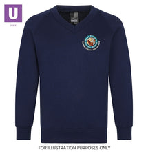 Load image into Gallery viewer, East Tilbury Primary V-Neck Sweatshirt with logo