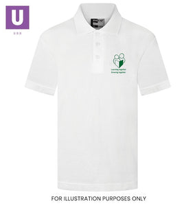 Bonnygate Primary White Polo Shirt with logo