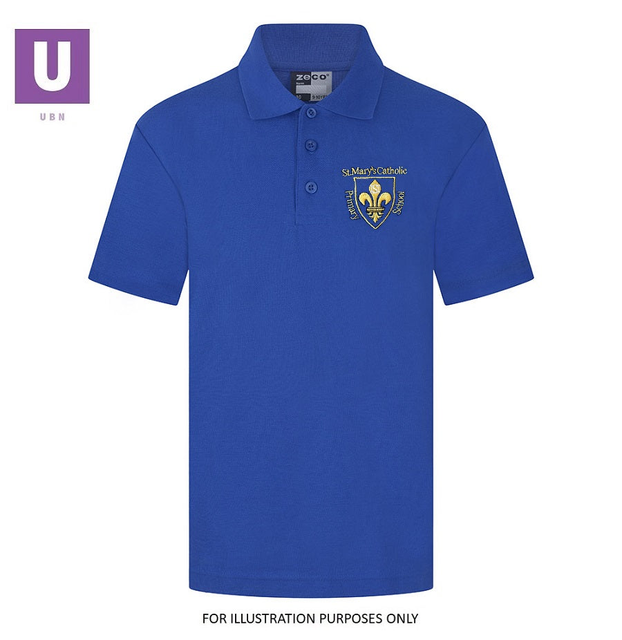 St Mary's Primary Blue Unisex Polo Shirt with logo – Uniforms By Niki