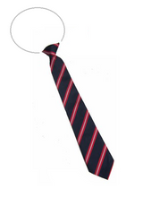 Load image into Gallery viewer, Navy with Red &amp; White Stripe Elastic Eco Tie