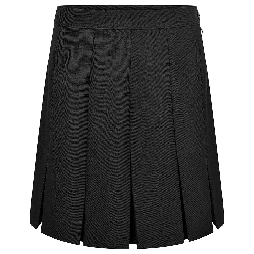 Black Stitched Down Box Pleat Skirt