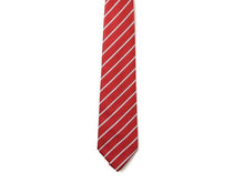 Load image into Gallery viewer, Red &amp; Silver Thin Stripe Elastic Tie