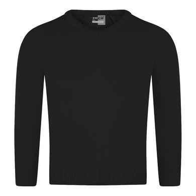Black Unisex Knitted V-Neck Jumper