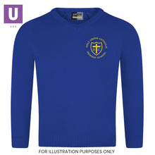 Load image into Gallery viewer, Holy Cross Primary Knitted V-Neck Jumper with logo