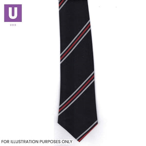 Black with Red & White Stripe Tie