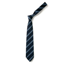 Load image into Gallery viewer, Navy &amp; Light Blue Double Stripe Eco Tie