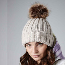 Load image into Gallery viewer, Beechfield Faux Fur Pop Pom Chunky Beanie