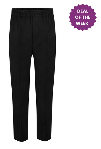 Boys Black Full Elastic Pull-Up Trouser