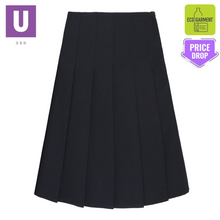 Load image into Gallery viewer, Navy Stitch Down Pleat Skirt