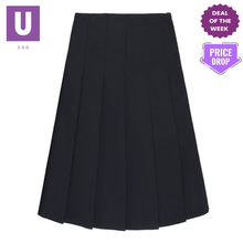 Load image into Gallery viewer, Navy Stitch Down Pleat Skirt