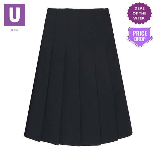 Navy Stitch Down Pleat Skirt