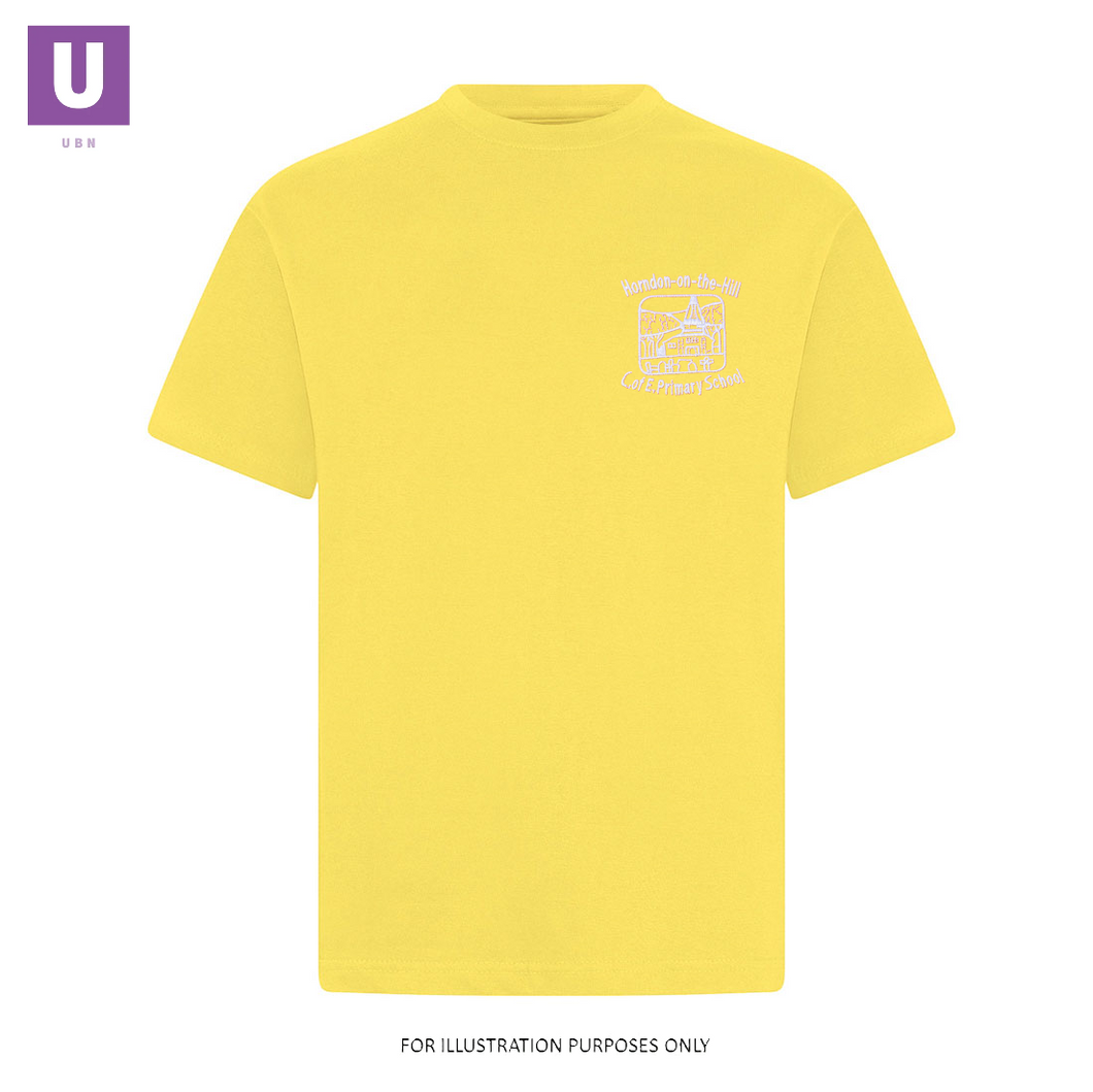 Horndon-on-the-Hill Primary Yellow P.E. T-Shirt with logo