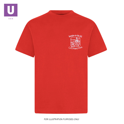 Horndon-on-the-Hill Primary Red P.E. T-Shirt with logo