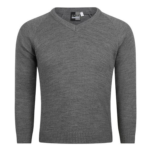 Grey Knitted V-Neck Jumper