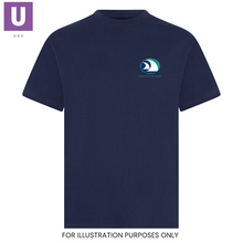 Load image into Gallery viewer, Stanford-le-Hope Primary Navy P.E. Crew Neck T-Shirt with logo