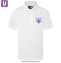 Load image into Gallery viewer, St Mary&#39;s Primary White P.E. Polo Shirt with logo