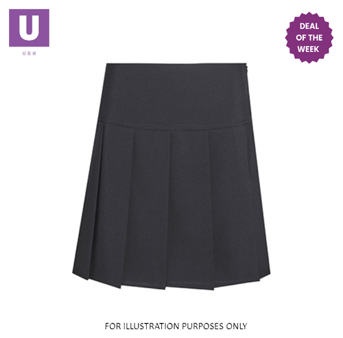 Black Panel Pleated School Skirt