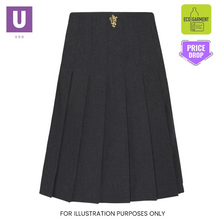 Laden Sie das Bild in den Galerie-Viewer, St Clere&#39;s Grey Stitch Down Pleat Skirt with logo