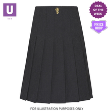 Load image into Gallery viewer, St Clere&#39;s Grey Stitch Down Pleat Skirt with logo