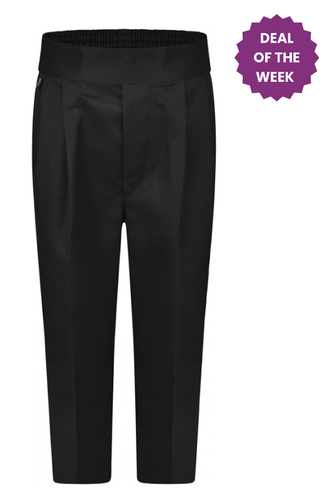 Boys Black Inno Half Elastic Pull-Up Trouser