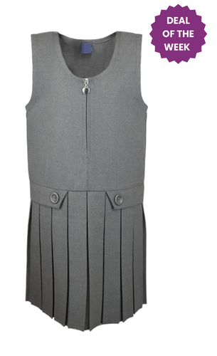 Grey Zip Front Two Button Pinafore