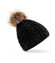 Load image into Gallery viewer, Beechfield Fur Pop Pom Cable Beanie