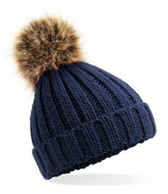 Load image into Gallery viewer, Beechfield Infant Faux Fur Pom Pom Chunky Beanie