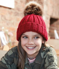 Load image into Gallery viewer, Beechfield Junior Faux Fur Pom Pom Chunky Beanie