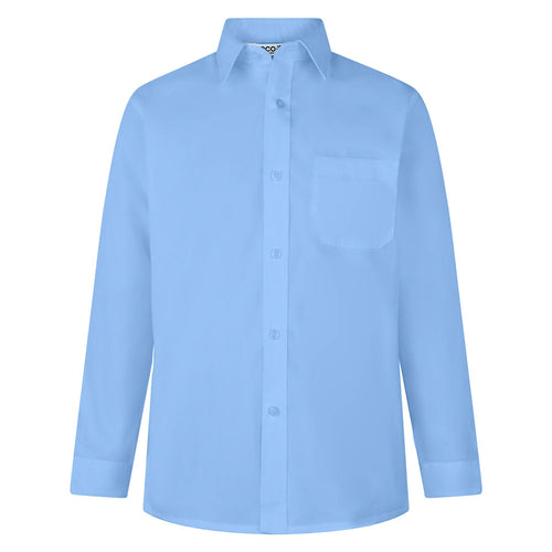 Boys Blue Easy Care Long Sleeve Shirts (Twin Pack)
