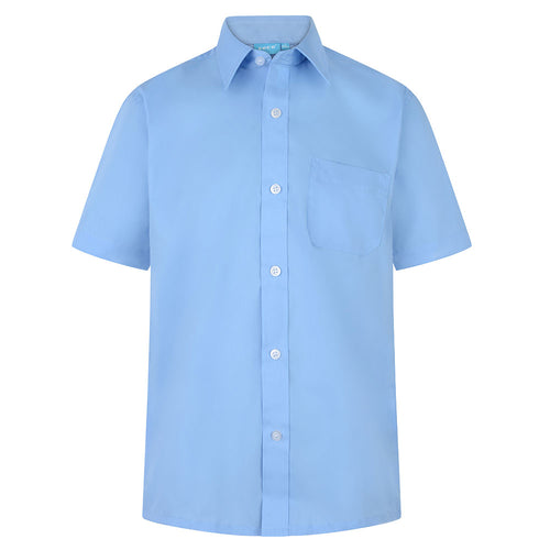 Boys Blue Easy Care Short Sleeve Shirts (Twin Pack)