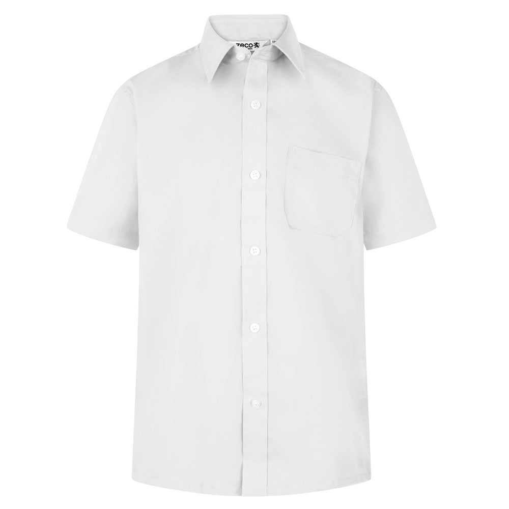 Boys White Easy Care Short Sleeve Shirt (Twin Pack)