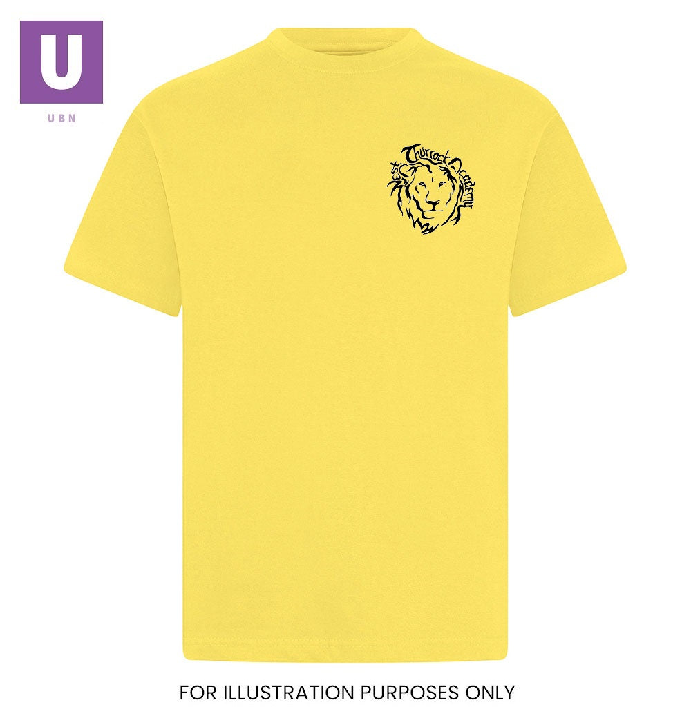 West Thurrock Academy Yellow P.E. T-Shirt with logo