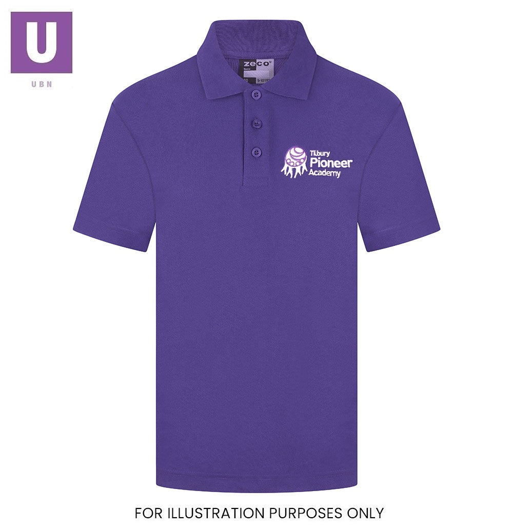Tilbury Pioneer Purple P.E. Polo Shirt with logo