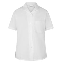 Load image into Gallery viewer, Girls White Short Sleeve Revere Collar Blouse - Twin Pack