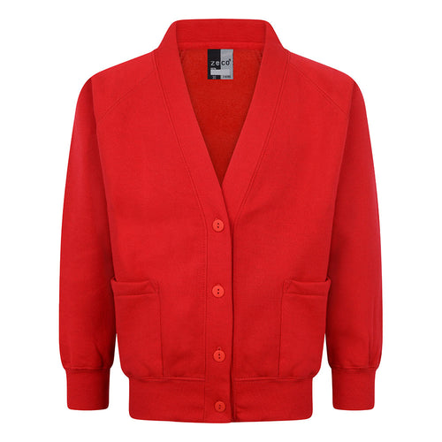 Red Sweatshirt Cardigan