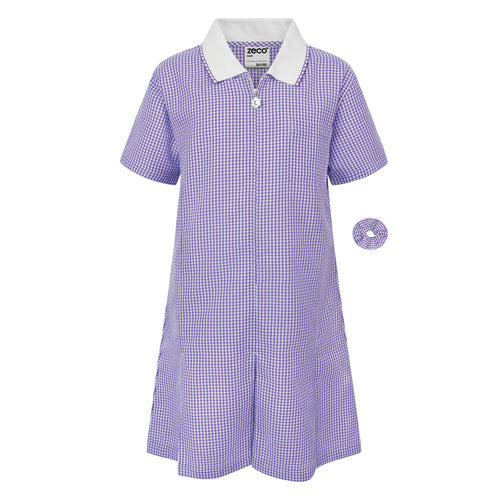 Purple & White  A-Line Gingham Dress