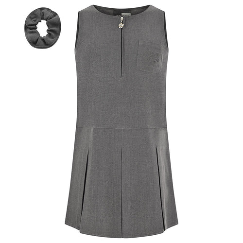Grey Flower Embroidery Pinafore