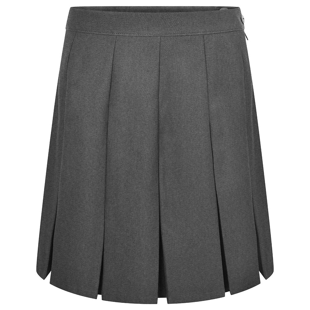 Grey Stitched Down Box Pleat Skirt