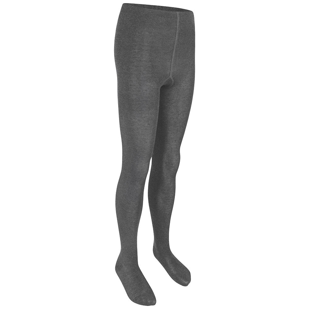 Girls Charcoal Cotton Tights (Twin Pack)