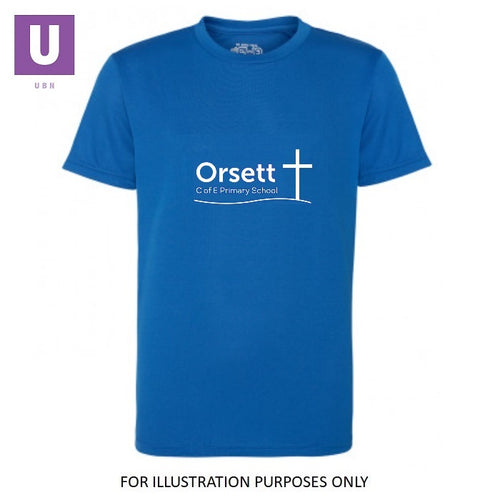 Orsett Primary Royal Stay Cool P.E. T-Shirt with logo