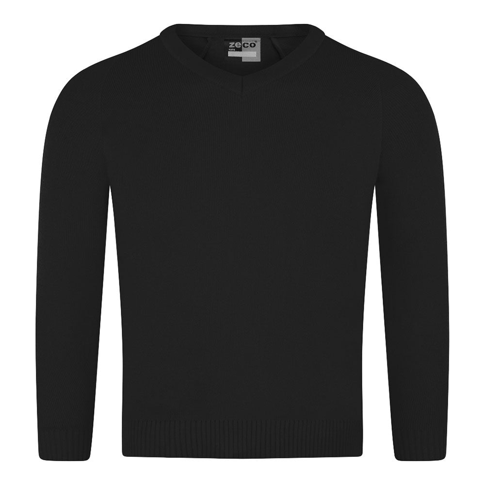Charger l'image dans la galerie, Black Unisex Knitted V-Neck Jumper