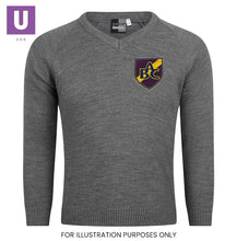 Load image into Gallery viewer, Belmont Castle Knitted V-Neck Jumper with logo