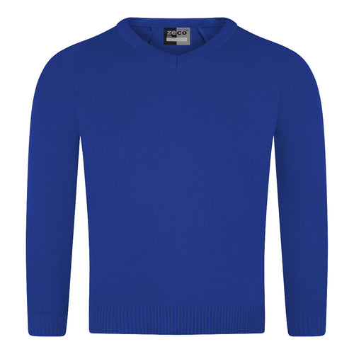 Royal Blue Unisex Knitted V-Neck Jumper