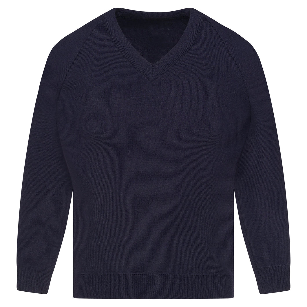 Unisex Navy Cotton V-Neck Knitted Jumper