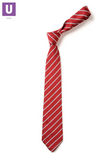 Load image into Gallery viewer, Red &amp; Silver Thin Stripe Tie