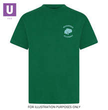 Load image into Gallery viewer, Woodside Academy Bottle Green P.E. Crew Neck T-Shirt with logo