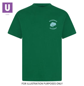 Woodside Academy Bottle Green P.E. Crew Neck T-Shirt with logo