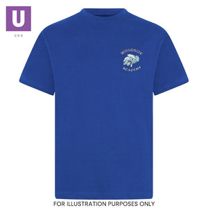 Woodside Academy Royal Blue P.E. Crew Neck T-Shirt with logo