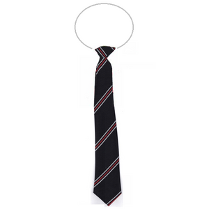 Black with Red & White Stripe Elastic Eco Tie